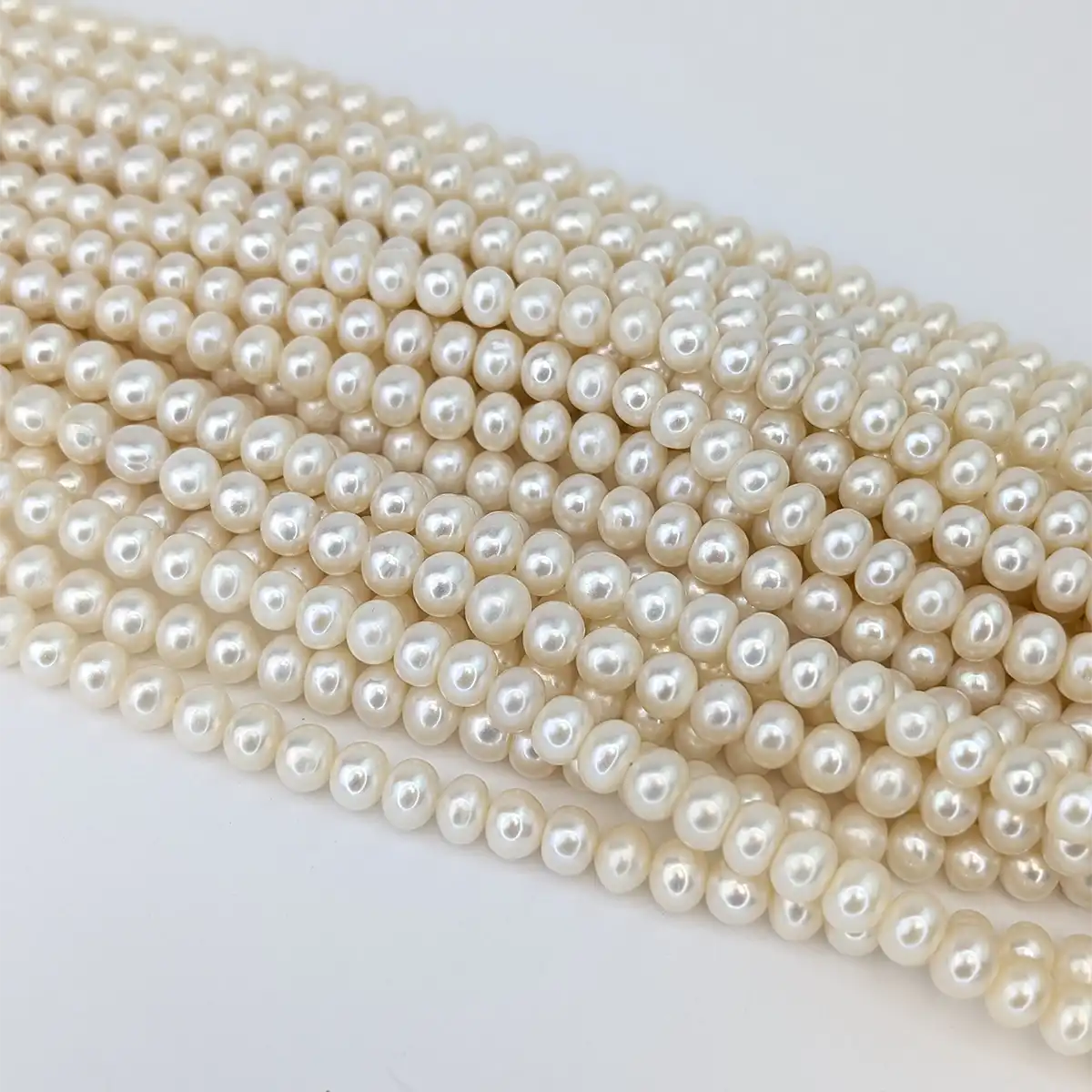 Button Pearl String - White Freshwater 6mm String - Image 3