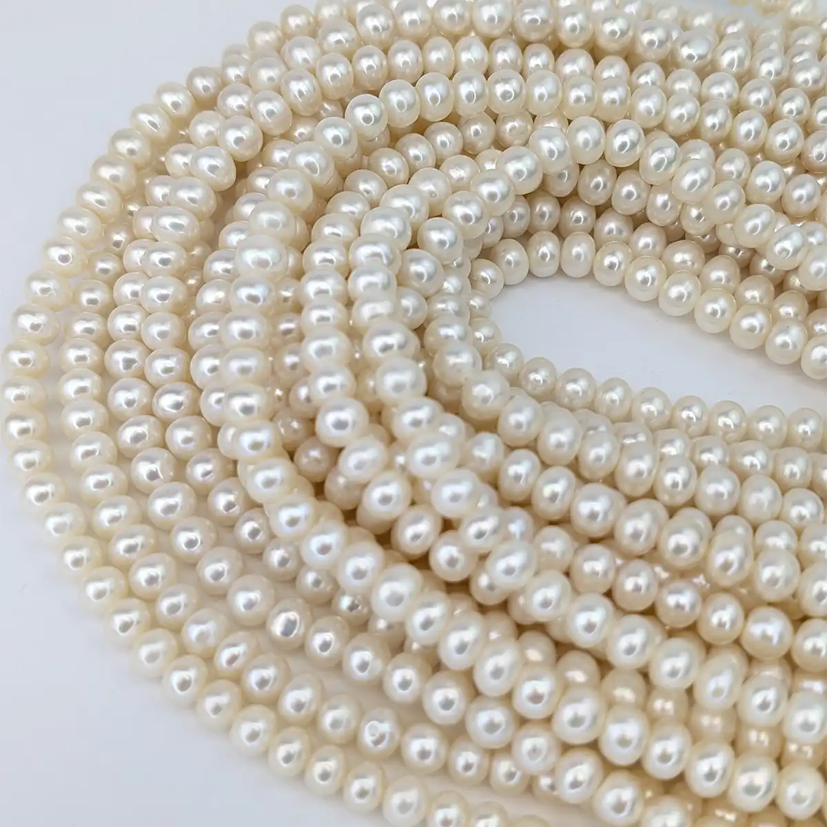 Button Pearl String - White Freshwater 6mm String - Image 4