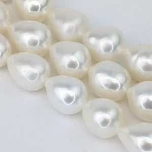 Freshwater Teardrop Rice Pearl String 9mm White - Image 4