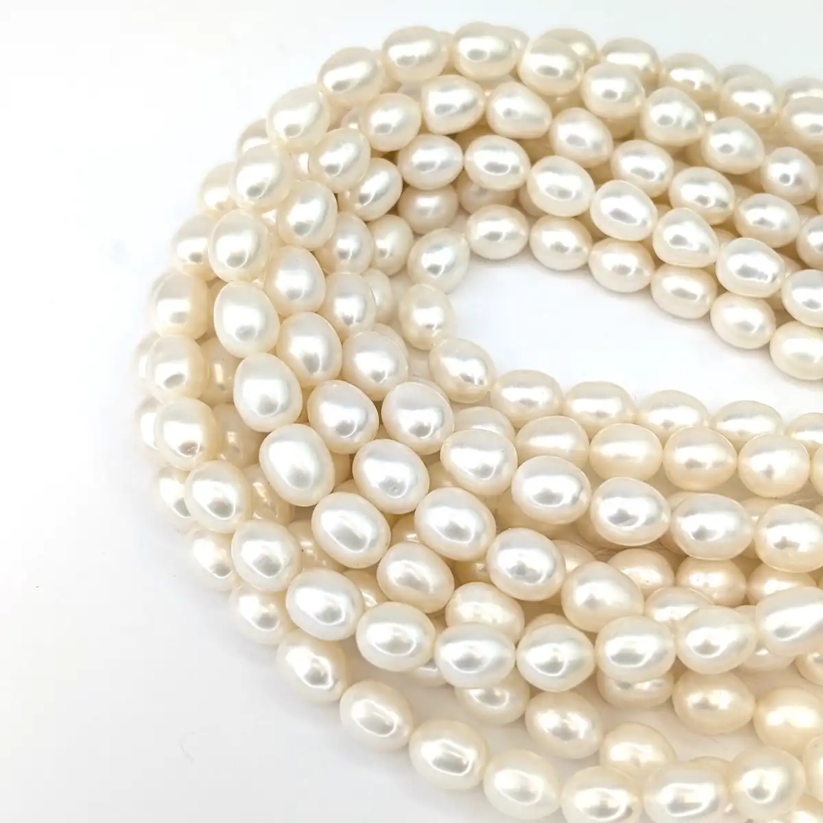 White Rice Pearl String - Freshwater 9mm AAA - Image 4
