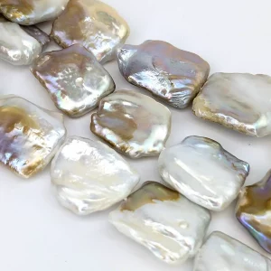 Oblong Pearl String - Freshwater 20x20mm - Image 4