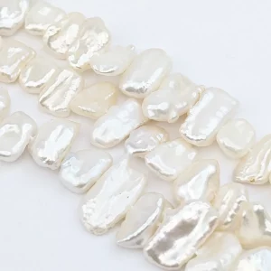 Biwa 'Tooth' Pearls White, Great Lustre