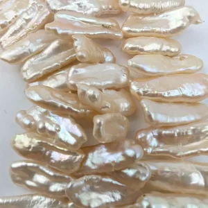 Side-drilled Biwa Tooth Pearls, Great Lustre