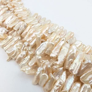 Alternative view of Side-drilled Biwa Tooth Pearls, Great Lustre