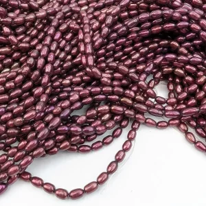 4mm Freshwater Rice Pearls, Cerise - Image 4