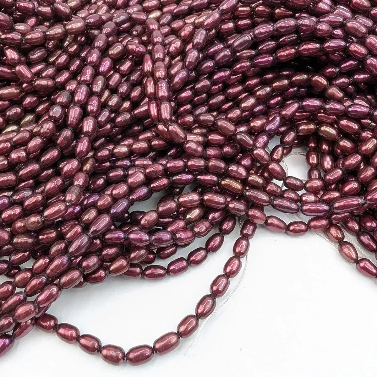4mm Freshwater Rice Pearls, Cerise - Image 4
