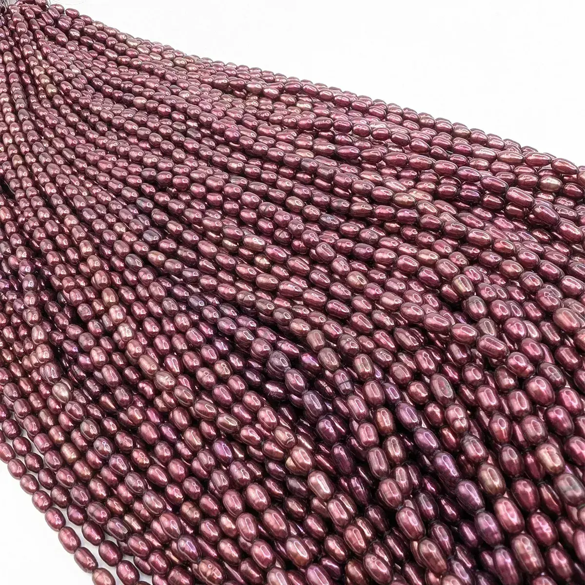 4mm Freshwater Rice Pearls, Cerise - Image 2