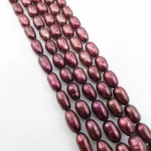 4mm Freshwater Rice Pearls, Cerise