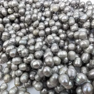 Silver-Grey Oval Pearls, Side-Drilled - Image 4