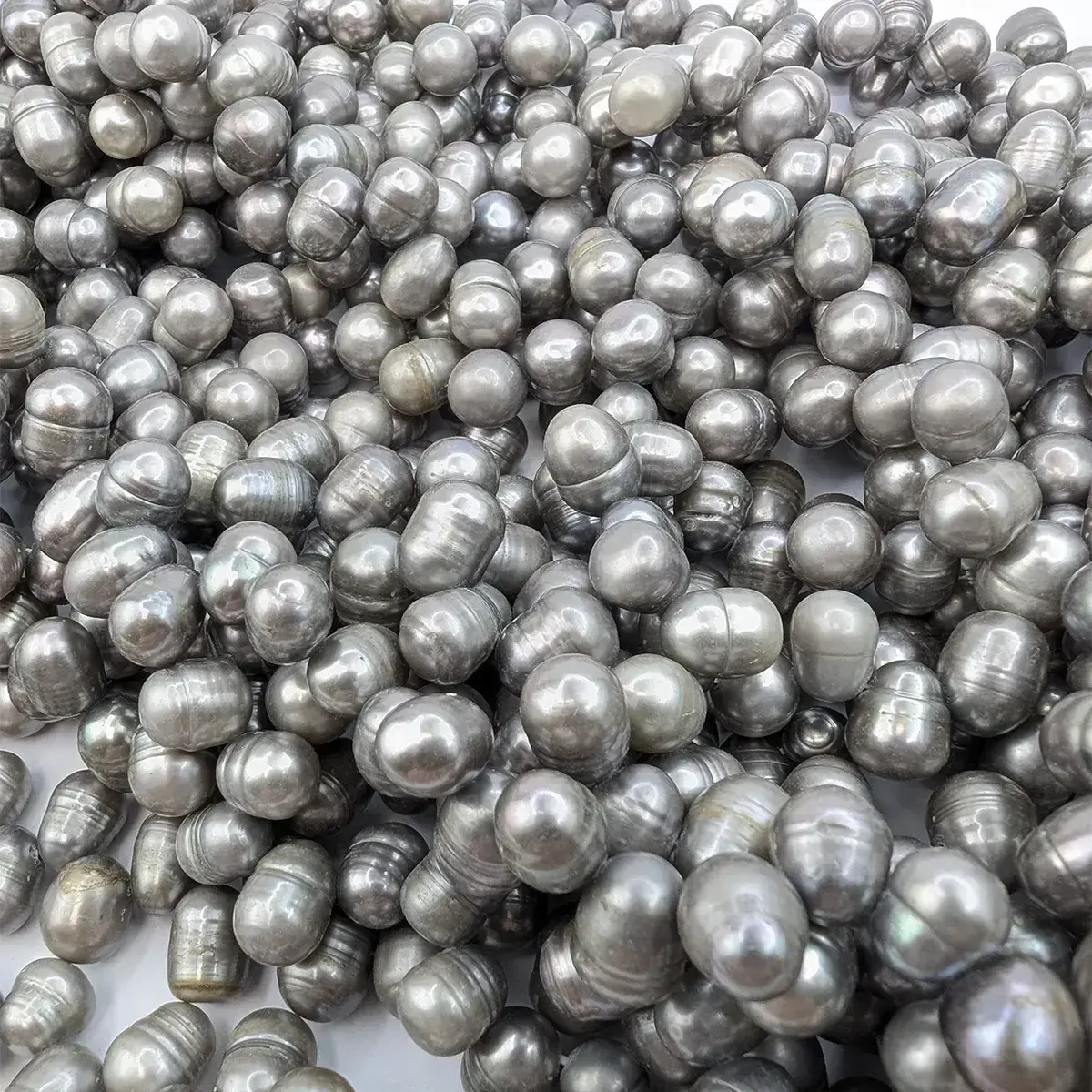 Silver-Grey Oval Pearls, Side-Drilled - Image 4