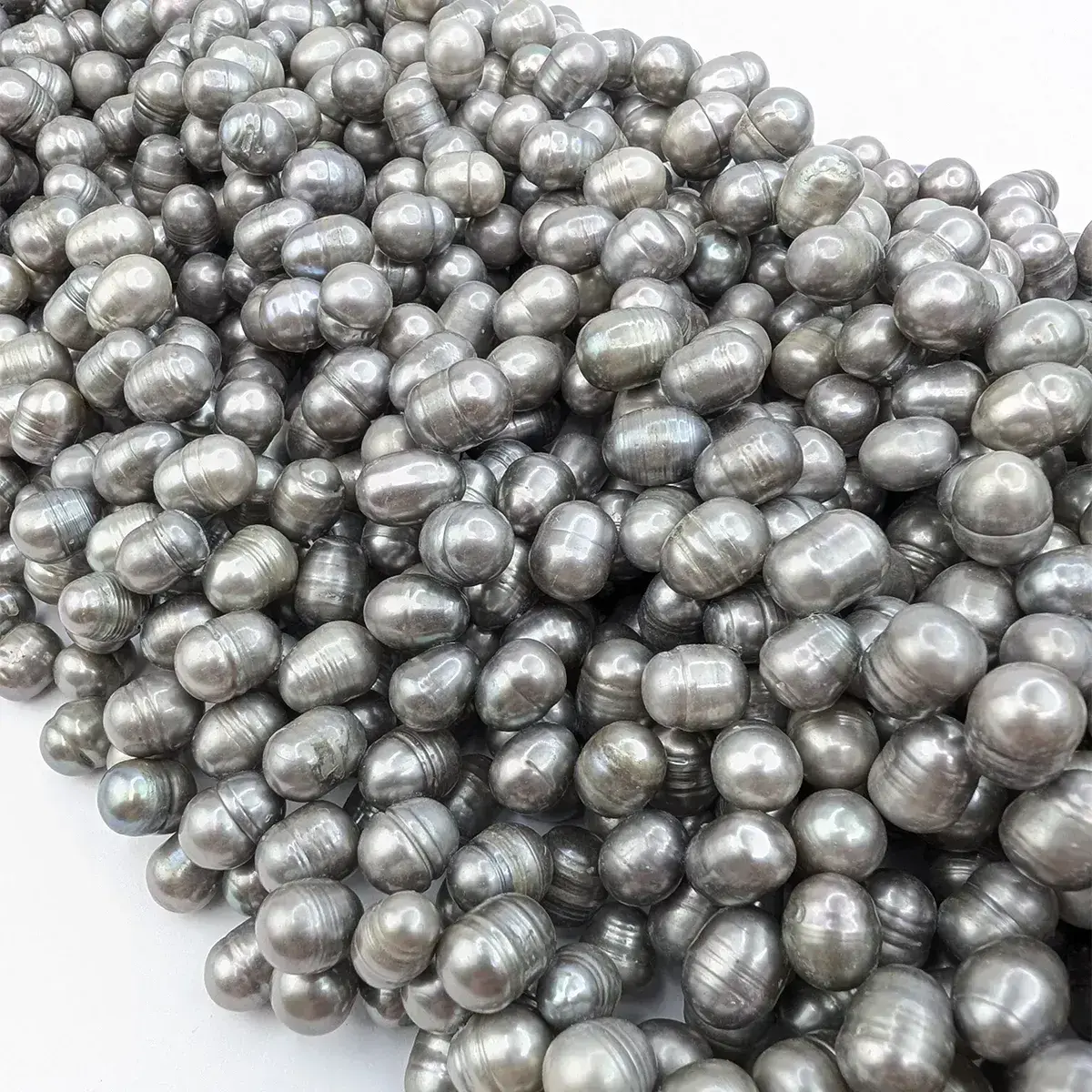 Silver-Grey Oval Pearls, Side-Drilled - Image 2