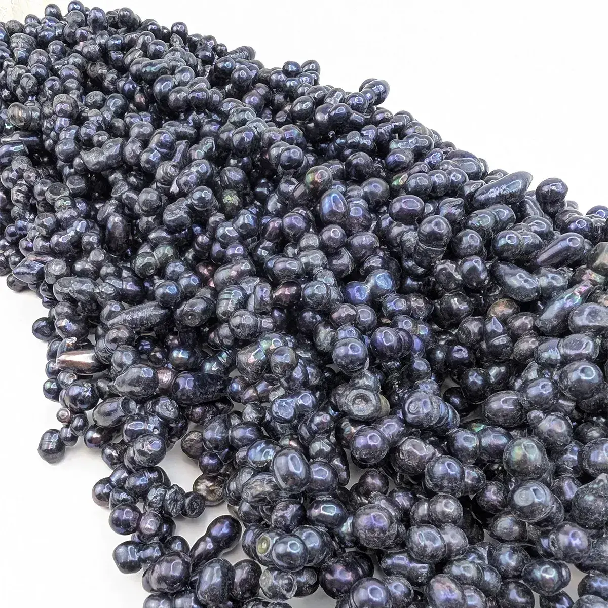 Silver-Blue Peanut Pearls, Side-Drilled - Image 2