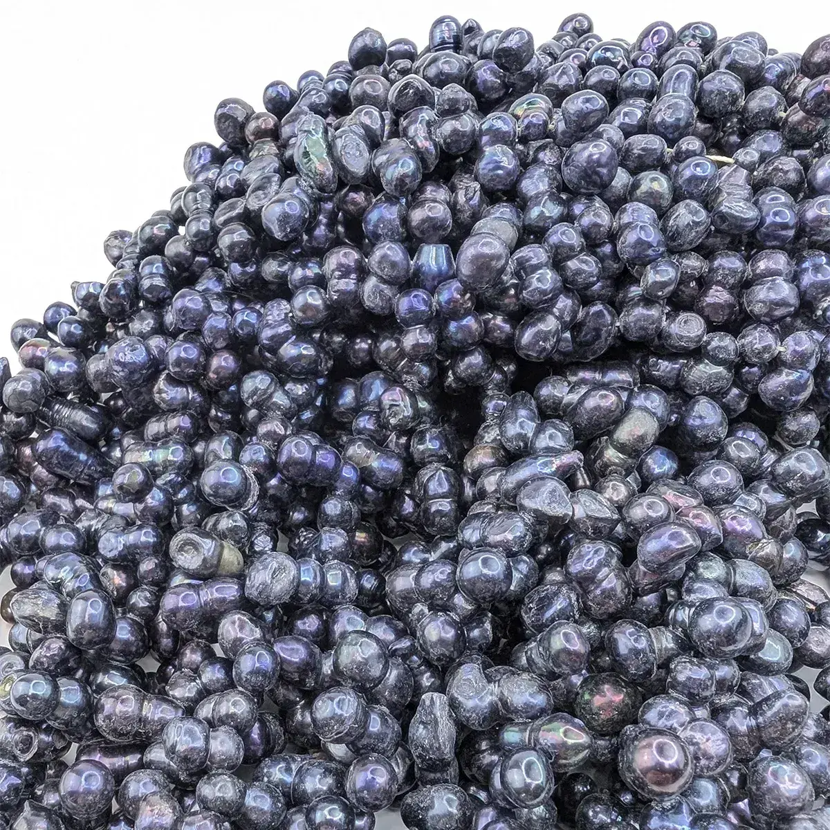 Silver-Blue Peanut Pearls, Side-Drilled - Image 3