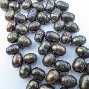 Angle-Drilled Oval Pearls, Bronze - Image 4