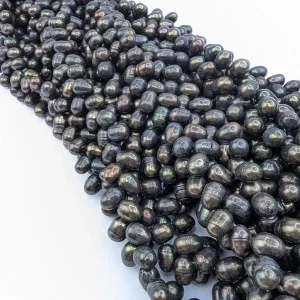Angle-Drilled Oval Pearls, Bronze - Image 2