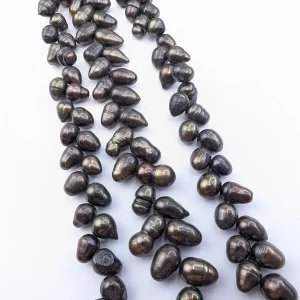 Angle-Drilled Oval Pearls, Bronze