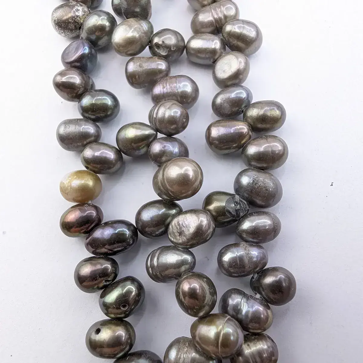 Grey Side-Drilled Oval Pearls - Image 3