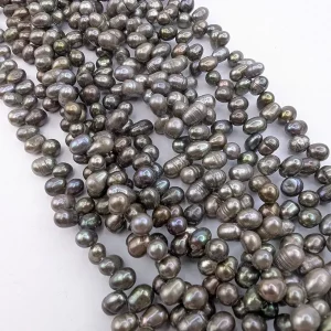 Grey Side-Drilled Oval Pearls - Image 4