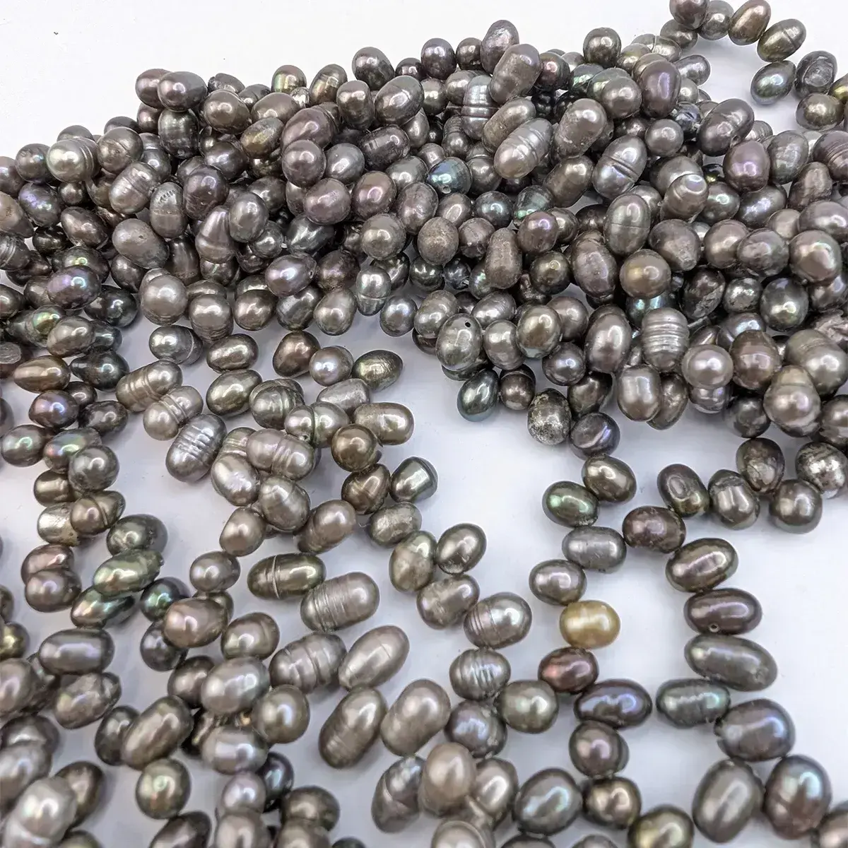 Grey Side-Drilled Oval Pearls - Image 2