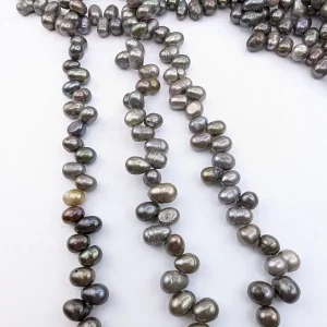 Grey Side-Drilled Oval Pearls