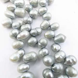 Aqua-Green Oval Pearls, Side-Drilled