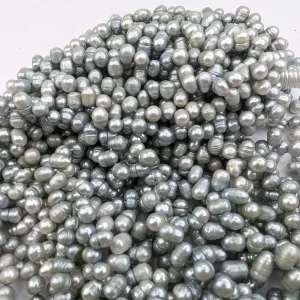 Alternative view of Aqua-Green Oval Pearls, Side-Drilled