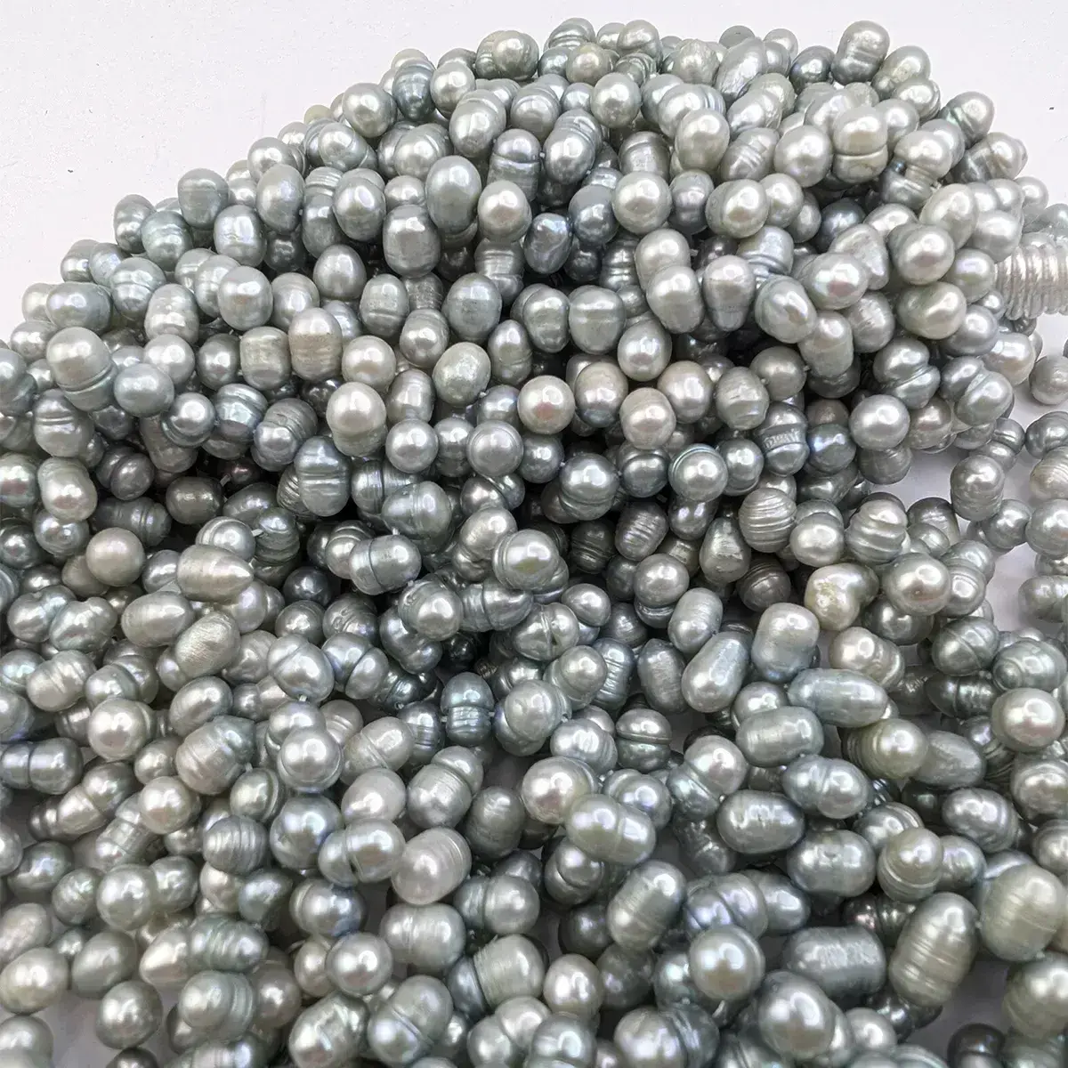 Aqua-Green Oval Pearls, Side-Drilled - Image 2