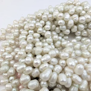 Side-Drilled Baroque Oval Pearls, White - Image 6