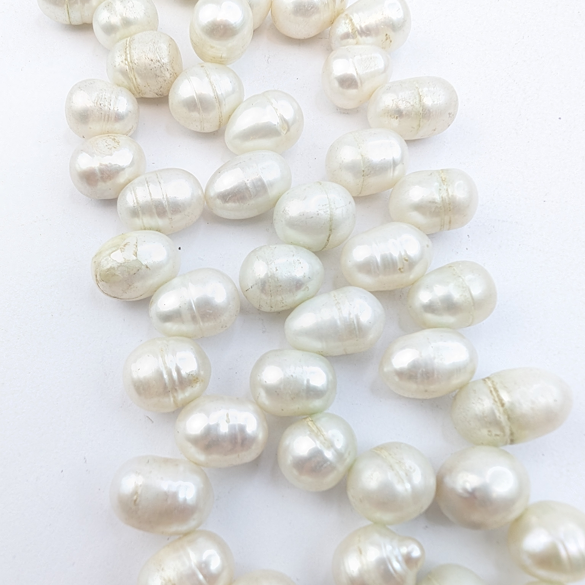 Side-Drilled Baroque Oval Pearls, White - Image 5