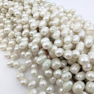 Side-Drilled Baroque Oval Pearls, White - Image 4