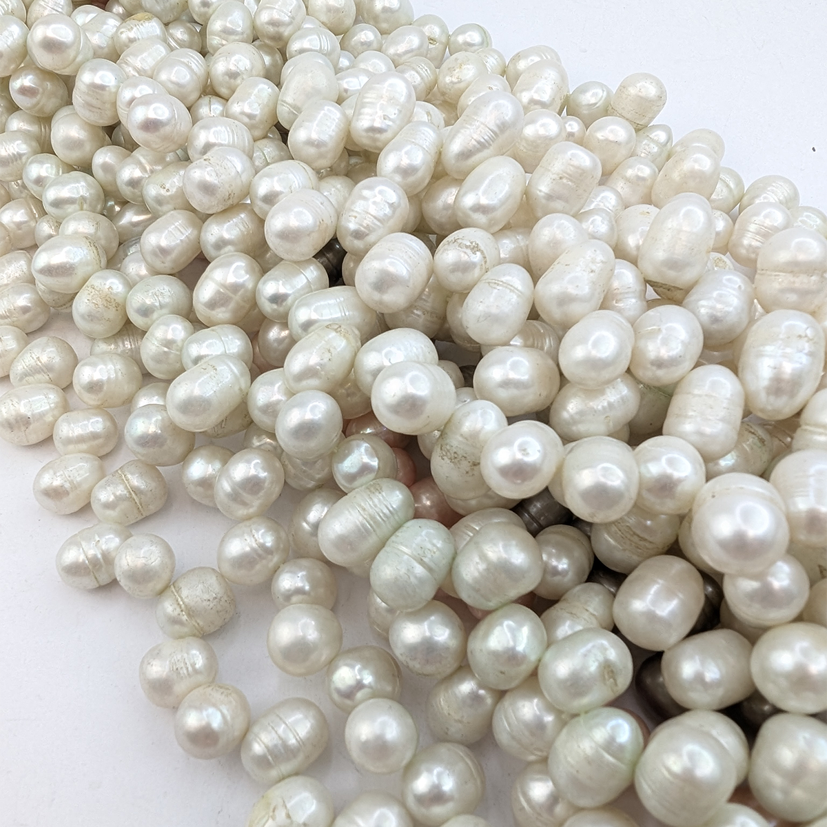 Side-Drilled Baroque Oval Pearls, White - Image 4