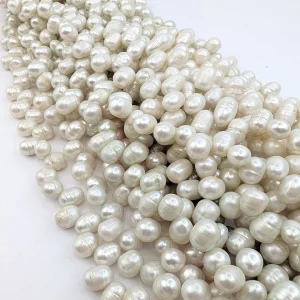 Side-Drilled Baroque Oval Pearls, White