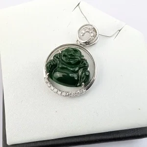 Jadeite Buddha Pendant on 18k