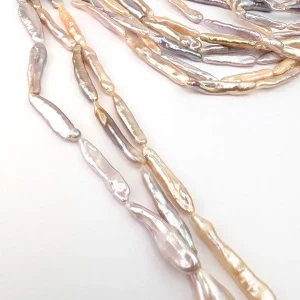 End-drilled Biwa Stick Pearls, Lilac-Pink - Image 6