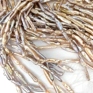 End-drilled Biwa Stick Pearls, Lilac-Pink - Image 4