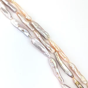 End-drilled Biwa Stick Pearls, Lilac-Pink - Image 3