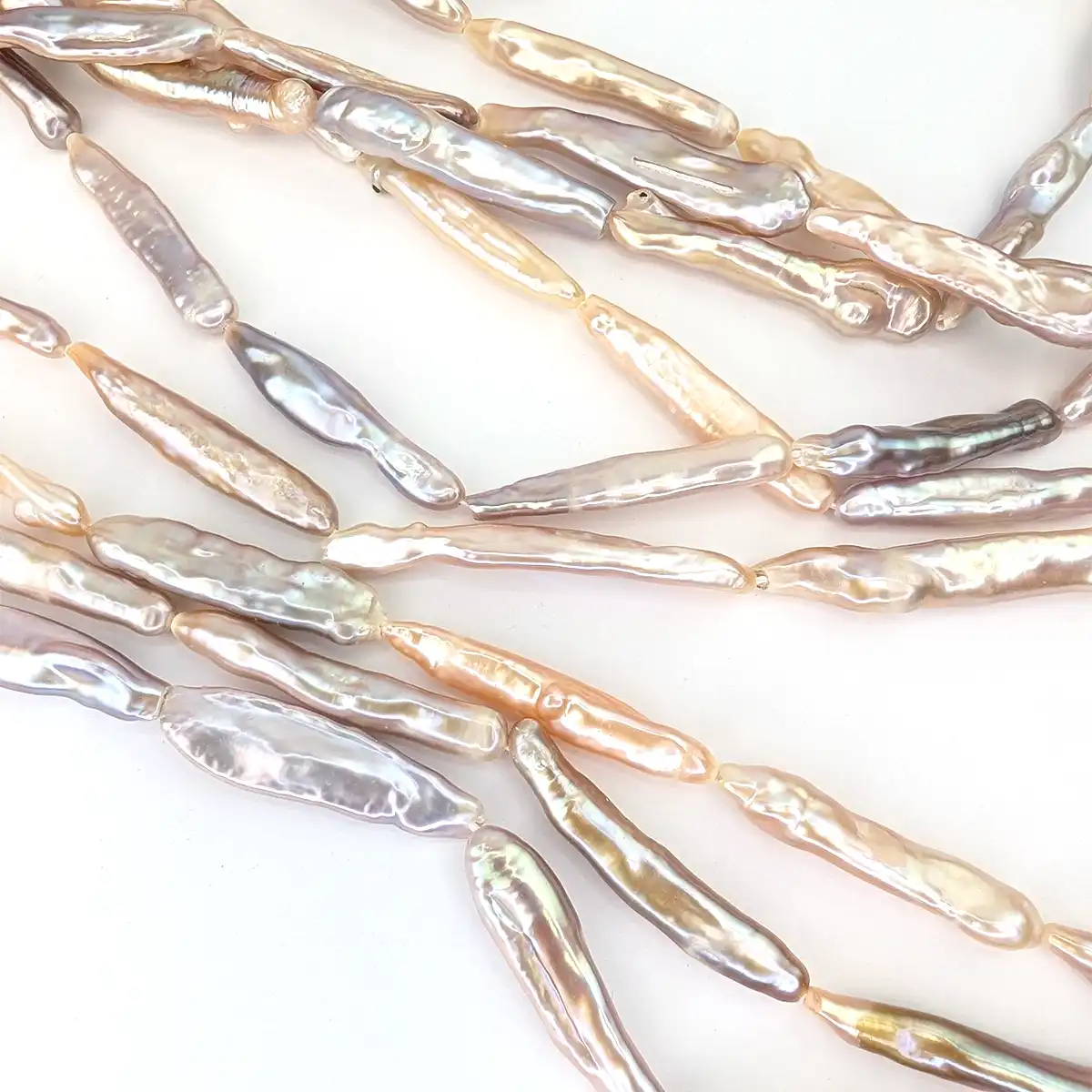 End-drilled Biwa Stick Pearls, Lilac-Pink - Image 2